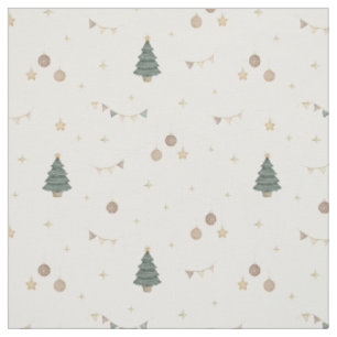 Grillige Pastel Waterverf Kerstboom Festief Stof
