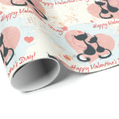 grillige pastelkat Valentijn Cadeaupapier (Rol Hoek)