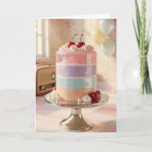 Grillige Pastelkleurige Taart Verjaardagskaart voo Kaart (Voorkant)