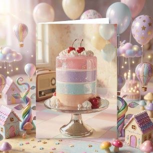 Grillige Pastelkleurige Taart Verjaardagskaart voo Kaart