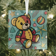 Grillige Patchwork Kerst Teddybeer