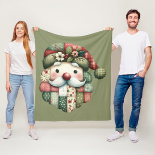 Grillige Patchwork Kerstman Folk Kerstmis Fleece Deken