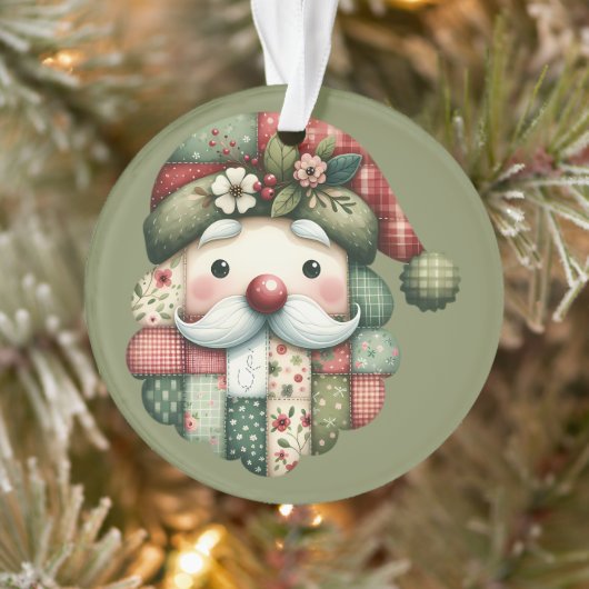 Grillige Patchwork Kerstman Folk Kerstmis Ornament (Boom)