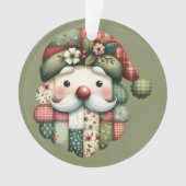 Grillige Patchwork Kerstman Folk Kerstmis Ornament (voorkant)