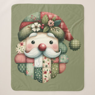 Grillige Patchwork Kerstman Folk Kerstmis Sherpa Deken