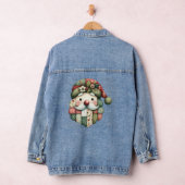 Grillige Patchwork Kerstman Folklore Kerstmis Denim Jacket (Hangar)