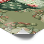 Grillige Patchwork Kerstman Folklore Kerstmis Perfect Poster (Hoek)