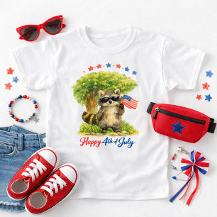 Grillige Patriotische Wasbeer 4 juli Dier T-shirt