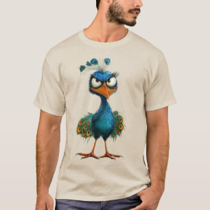 Grillige pauw vogel t-shirt