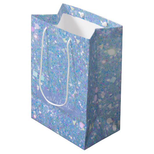 Grillige Periwinkle Glitter Zakelijke Cadeautasjes Medium Cadeauzakje (Voorkant Gekanteld)