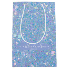 Grillige Periwinkle Glitter Zakjes voor Zakelijke  Medium Cadeauzakje