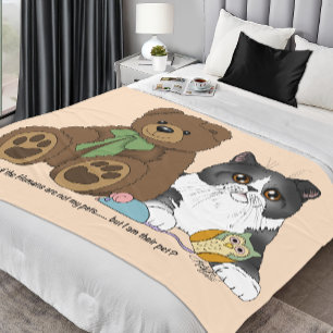 Grillige Perzik Schattige Grijze Kat Knuffelbeer H Fleece Deken