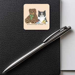 Grillige Perzik Schattige Grijze Kat Teddybeer Hum Vierkante Sticker