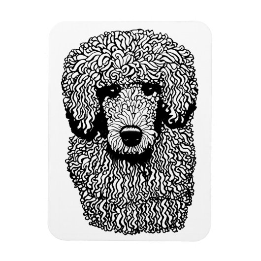 grillige poedel hond hoofd dieren huisdieren kunst magneet (Verticaal)