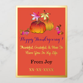 Grillige Pompoen Charms Thanksgiving Herfst Folie Feestdagenkaart