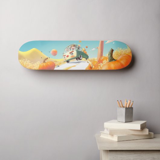 Grillige pompoenrit skateboard (Muurkunst (Horizontaal))