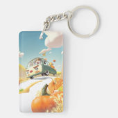 Grillige pompoenrit sleutelhanger (achterkant)