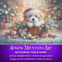 Grillige Puppy in Kerstmuts Vakantiedecoupage