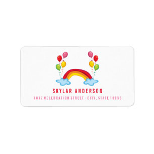 Grillige Rainbow & Fun Balloons Adresetiketten Etiket