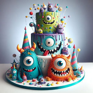 Grillige Rare Gek Monster Cake Verjaardag Kaart