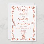 grillige retro handgetekende sunset Sinaasappel br Kaart (Voorkant)