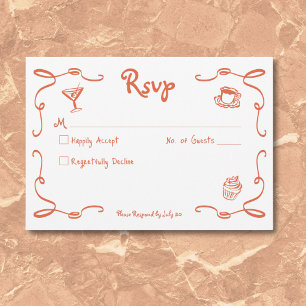 grillige retro handgetekende sunset Sinaasappel br RSVP Kaartje