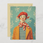 grillige retro kerst elf feestdagenkaart (Voorkant / Achterkant)