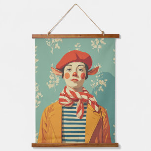 grillige retro kerst elf hangend wandkleed