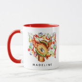 grillige retro  rendier kerst mok (Links)