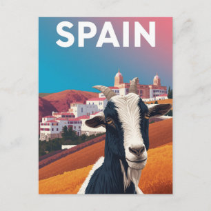 Grillige Retro Spanje Bergdorp Geit Reizen Briefkaart