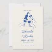 grillige retro speelse hand getrokken juichen brui save the date (Voorkant)