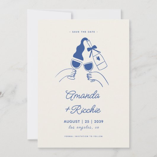 grillige retro speelse hand getrokken juichen brui save the date (Voorkant)