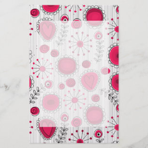 Grillige rode en witte harten en bloemen bloemmoti briefpapier