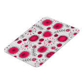 Grillige rode en witte harten en bloemen bloemmoti magneet (Linkerzijde)