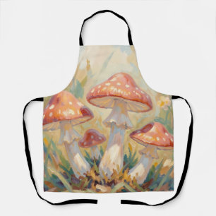Grillige rode paddestoelen weide schilderij schort