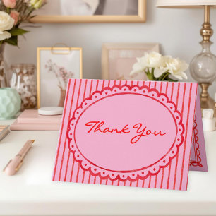 Grillige Rode Roze Aquarel Streep Bruiloft Bedankkaart