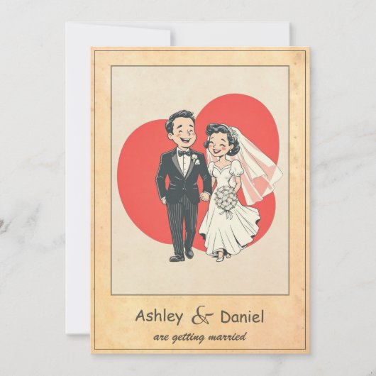  grillige romantische paar komische bruiloft kaart (Voorkant)