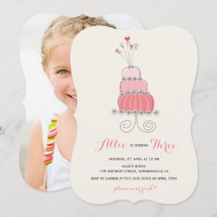 Grillige Roze Cake Girl Verjaardagsfeest Uitnodigi Kaart