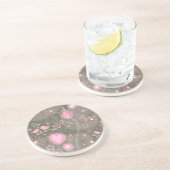 Grillige Roze en Grijze Harten, Vogels en Bloemen Zandsteen Onderzetter (Zijkant)