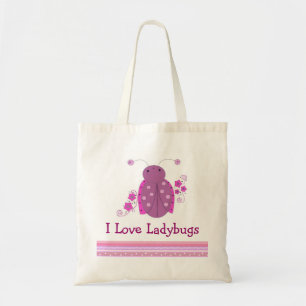 Grillige Roze en Paarse Lieveheersbeestje Tote Bag