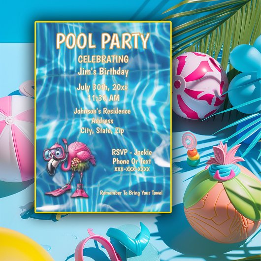 grillige roze flamingo Verjaardag Uitnodiging