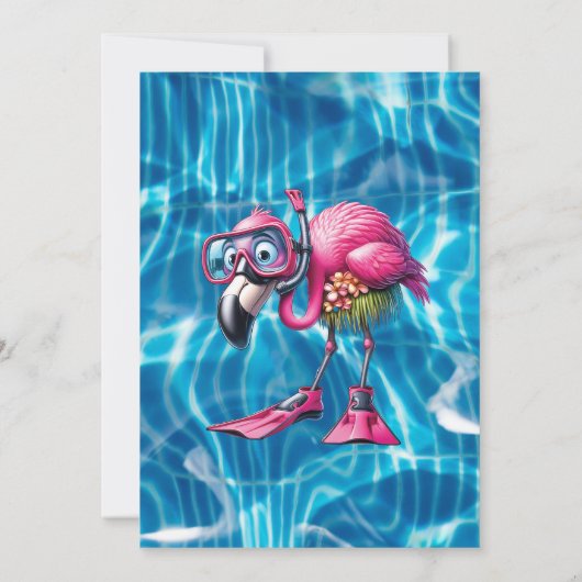 Grillige roze flamingo verjaardagsuitnodiging kaart (Achterkant)