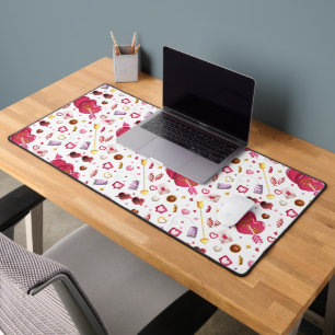 Grillige Roze Hart & Snoepjes Pop Patroon Bureaumat