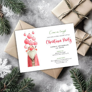 Grillige roze kerstman kerstfeest uitnodiging
