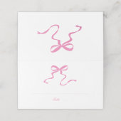 Grillige Roze Strik Gevouwen Plaatskaart (Buitenkant ongevouwen)