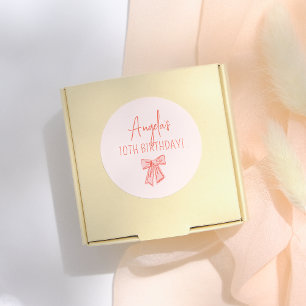 Grillige Roze Strik Meisje Verjaardagsfeestje Ronde Sticker