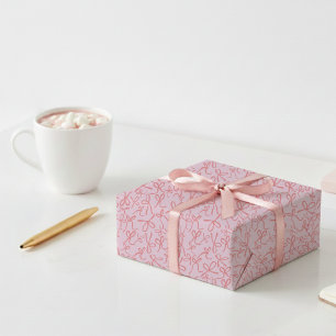 Grillige Roze Strikjes Patroon Meisjesachtig Cadea Cadeaupapier