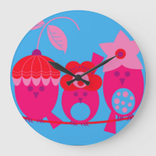 Grillige Roze Vogels Ontwerper Klok van Serenity