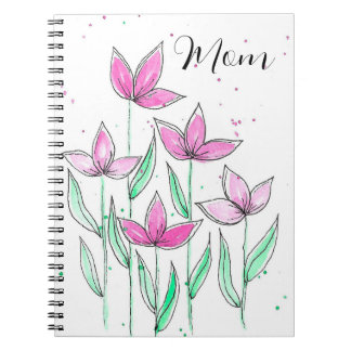Grillige Roze Waterverf Bloemen Notitieboek