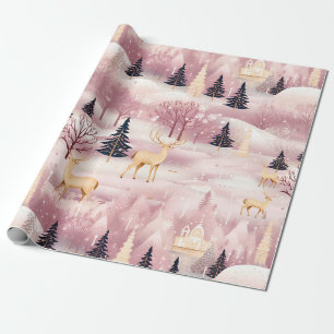 Grillige Roze Winterlandschap (1) Cadeaupapier